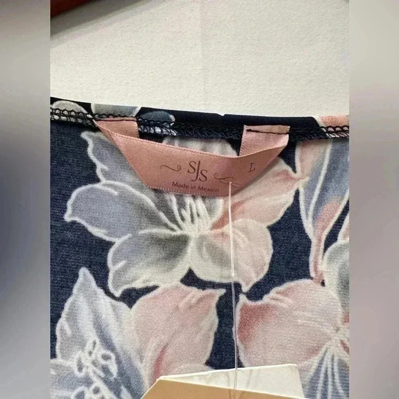 SJS Short Sleeve Floral Wrap Dress Size L - Picture 6 of 11